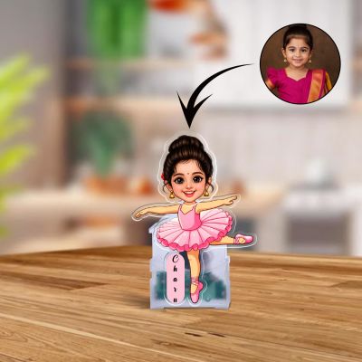 Personalized Ballerina Dancer Bobblehead Caricature Standee Fun Car Dashboard Accessory Birthday Gift for Girls & Dance Lover Decorative for Study Table Solar Powered Moving Head